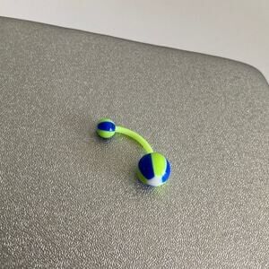 Bellybutton ring piercing 14g green blue, Bendy flexible
